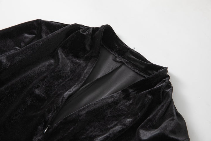 velvet and organza layered gown with plunge neckline – NOLSI