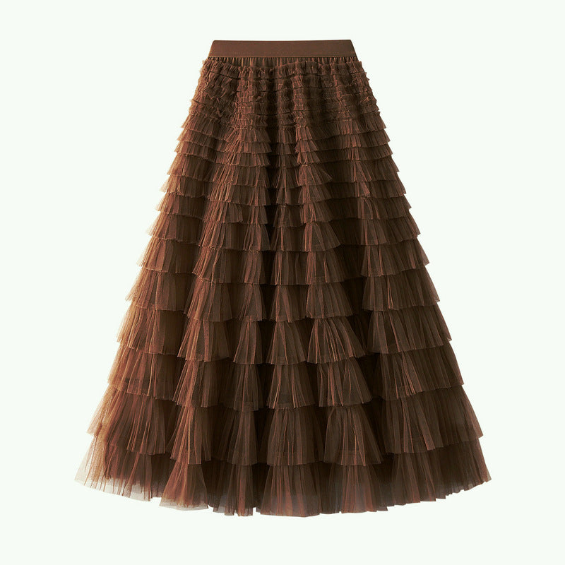 Multi-layered midi skirt with elastic waistband - Sidvu