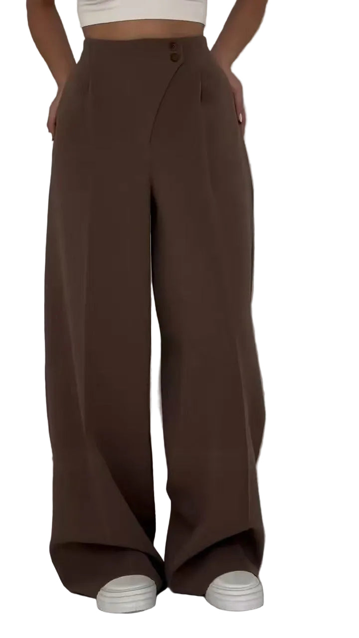 High-Waist Wide-Leg Tailored Pants – MOCHA