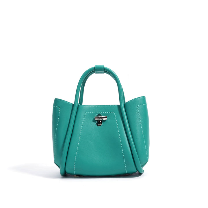mini trapeze top-handle bag with lock detail - LARA