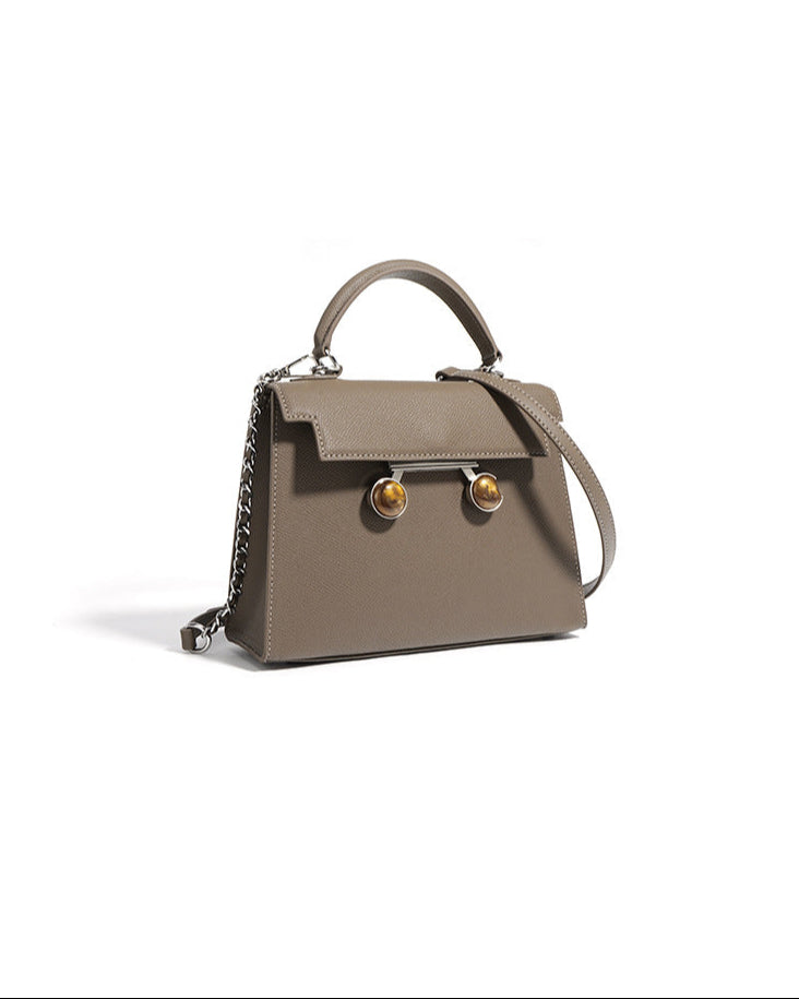 structured top-handle bag with tortoiseshell clasp - DALCIA
