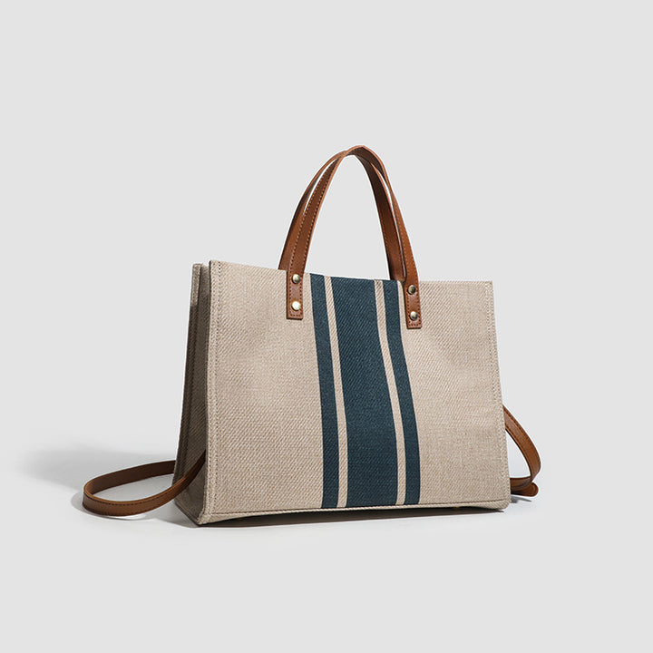 Striped Canvas Tote Bag - Casual