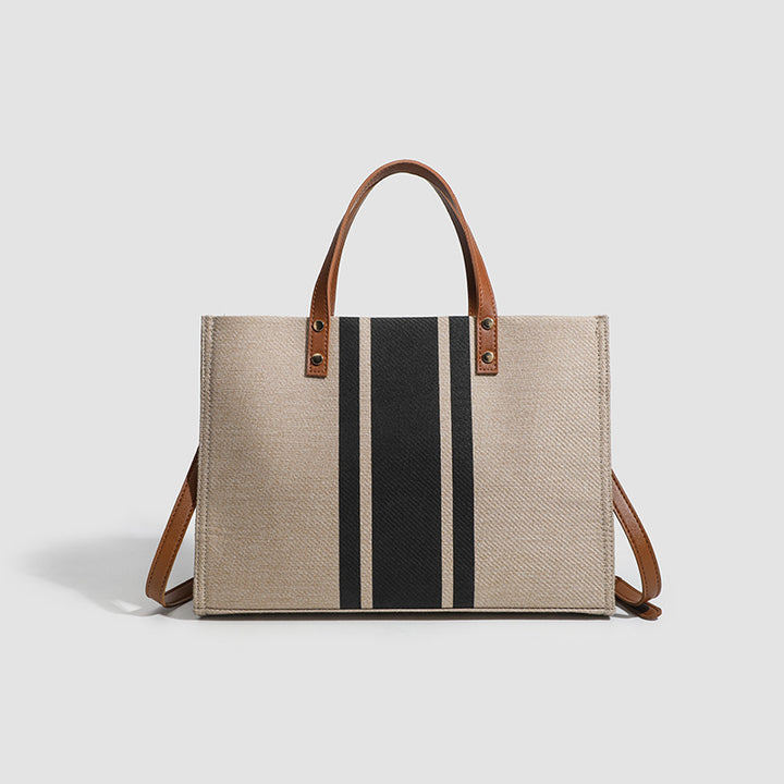 Striped Canvas Tote Bag - Casual