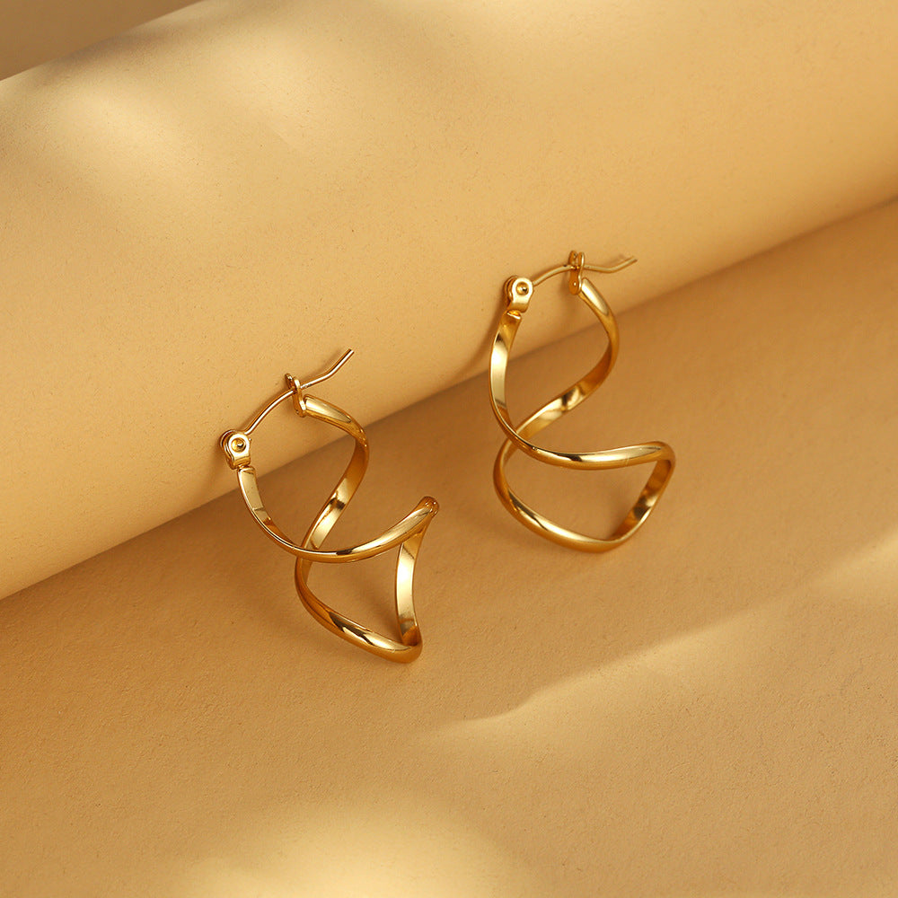 Twisted spiral hoop earrings with gold finish – Auzki