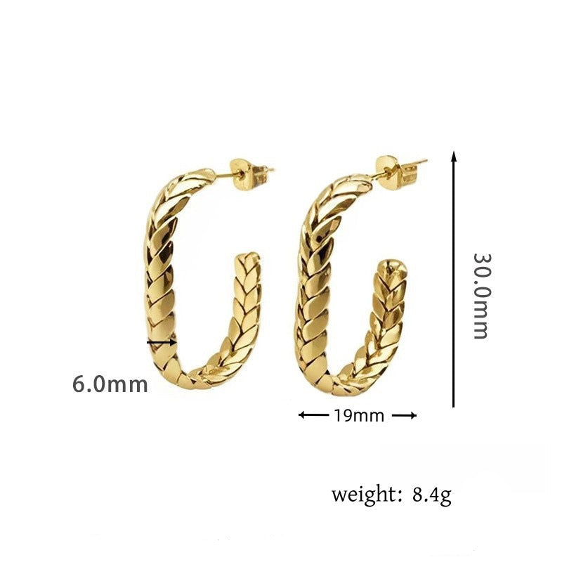 أقراط ذهبية مضفرة على شكل حلقة - سينيا