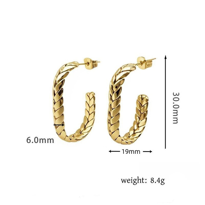 أقراط ذهبية مضفرة على شكل حلقة - سينيا