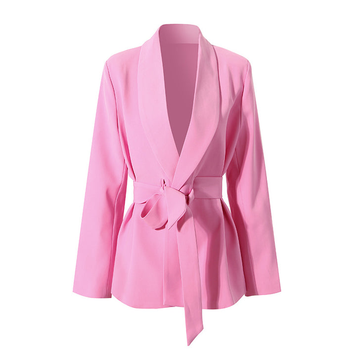 belted blazer and tapered pants set - RIVERAZY