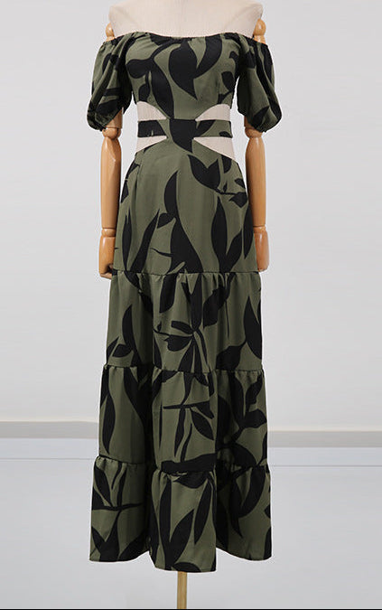 Off-Shoulder Printed Maxi Dress - Riviera