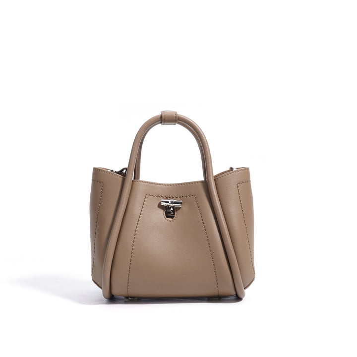 mini trapeze top-handle bag with lock detail - LARA