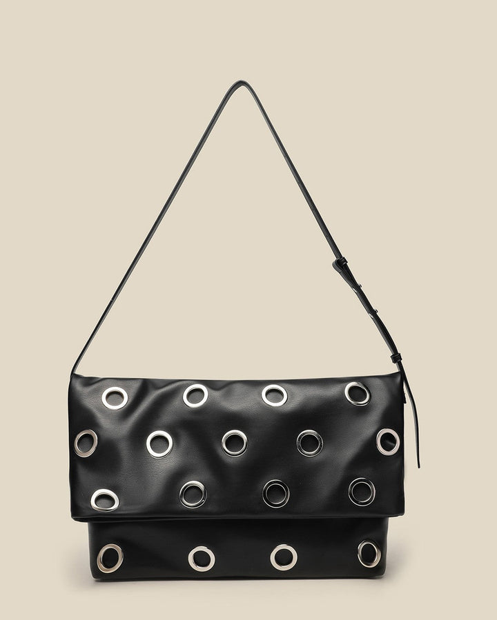 Studded Foldover Shoulder Bag - NOXARA