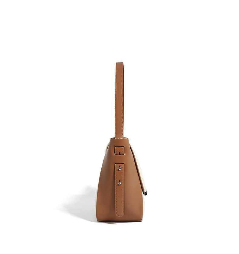 structured canvas bag with leather trim - TERRA