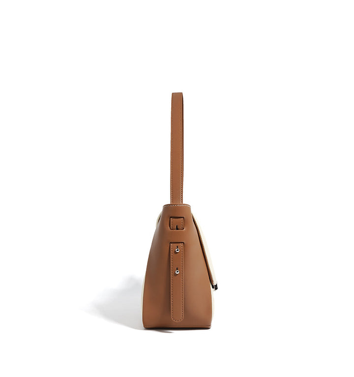 structured canvas bag with leather trim - TERRA