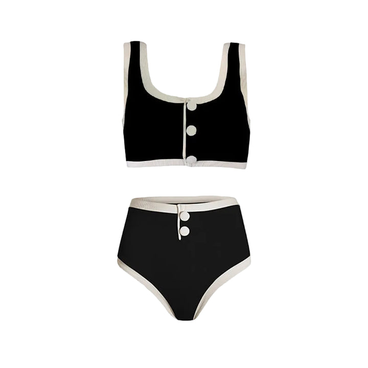contrast trim button detail bikini set – COLETTE