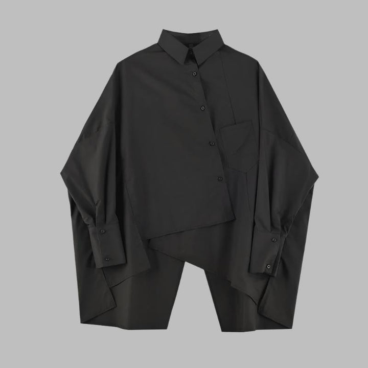 asymmetrical oversized shirt with draped hem - Taura