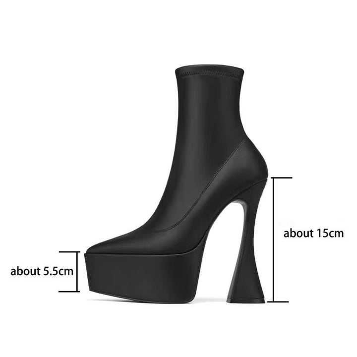 platform pointed-toe ankle boots with sculpted flared heel - Effitia