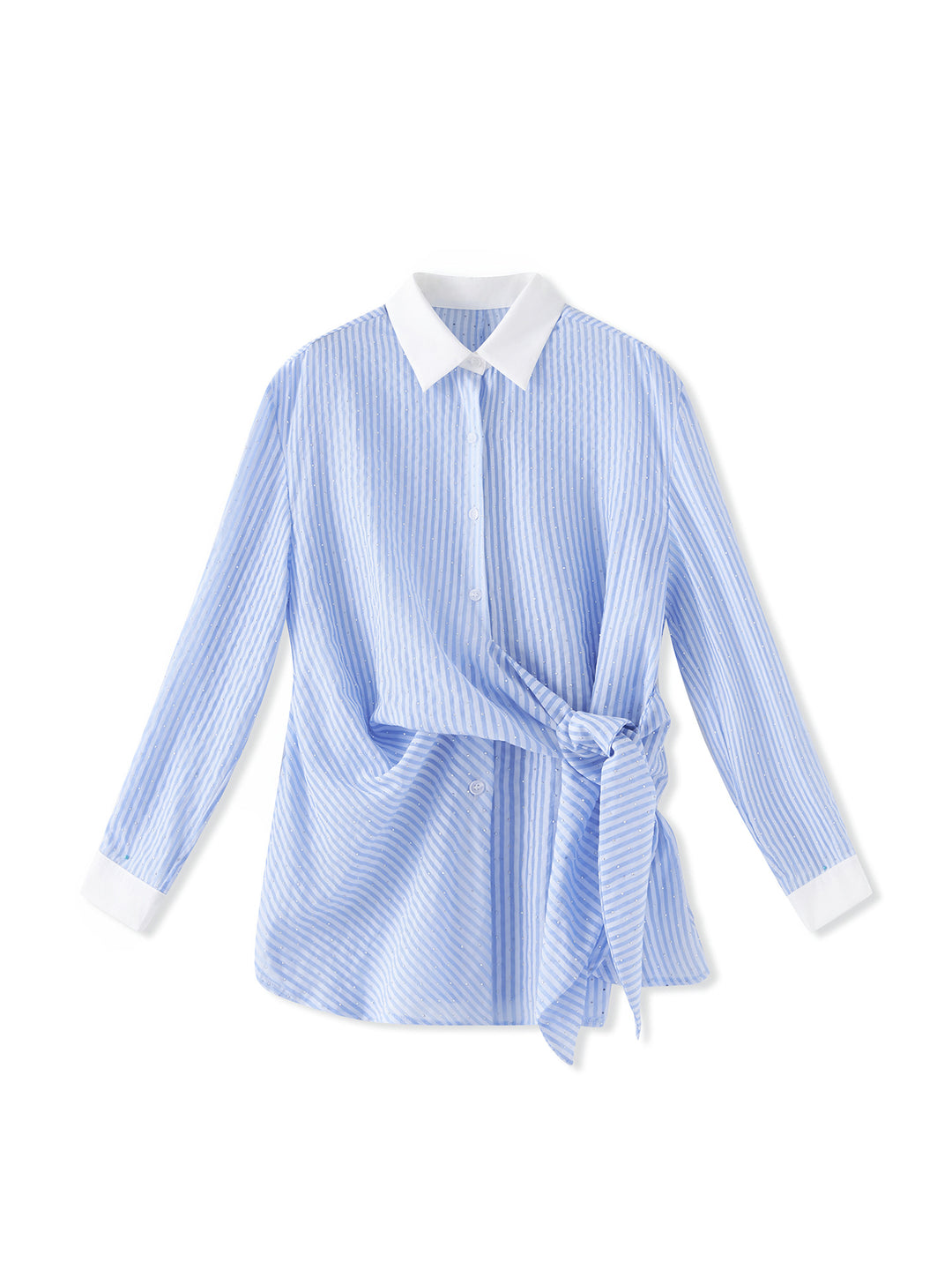 Dreiviertelärmel-Wickelkleid mit Paillettenrevers und Blumenapplikation – ALINA 