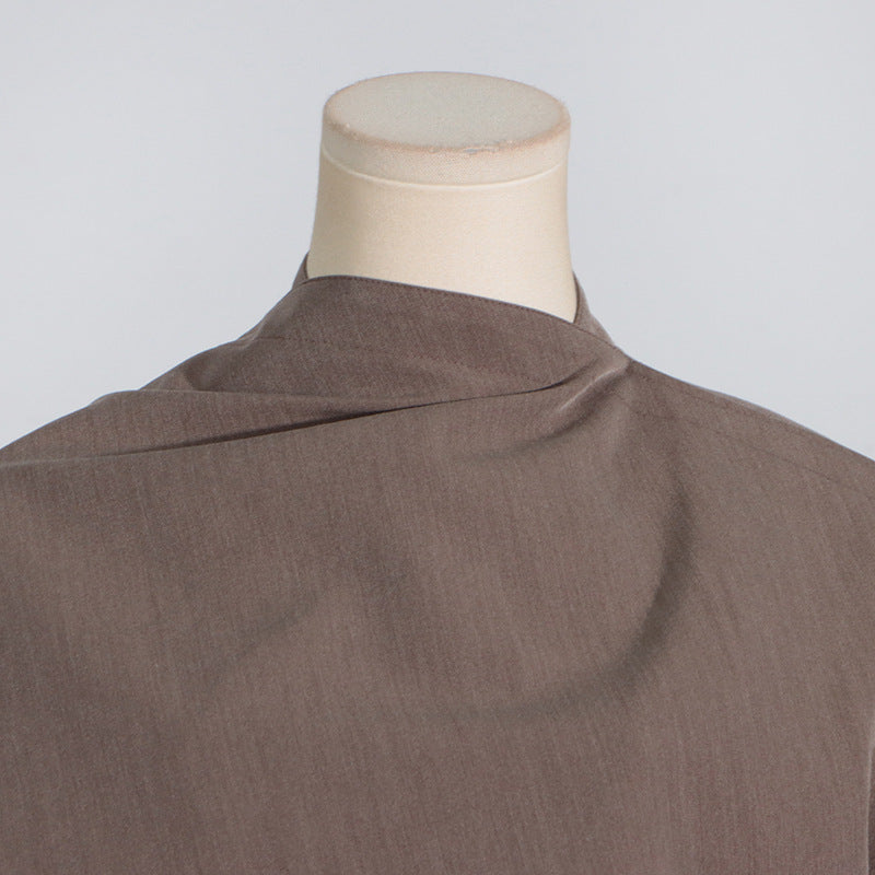 asymmetric cropped jacket with draped overlay – RHEA