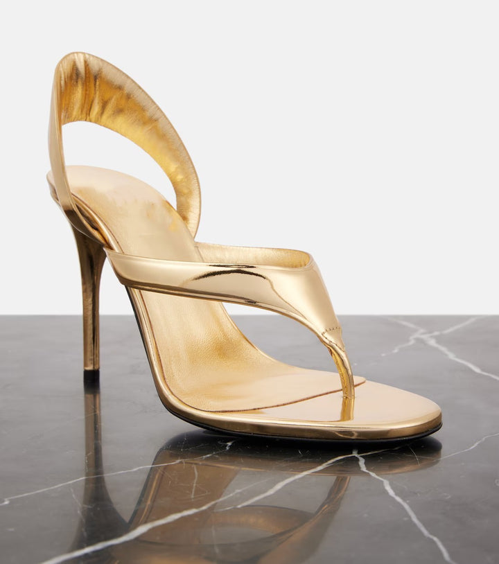 metallic gold thong-strap high heels – AURORA