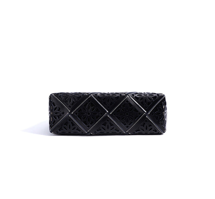 cutout leather tote bag with floral lattice – ORLY