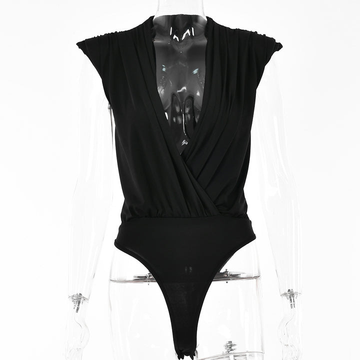 Ruched Crossed Sleeveless Bodysuit