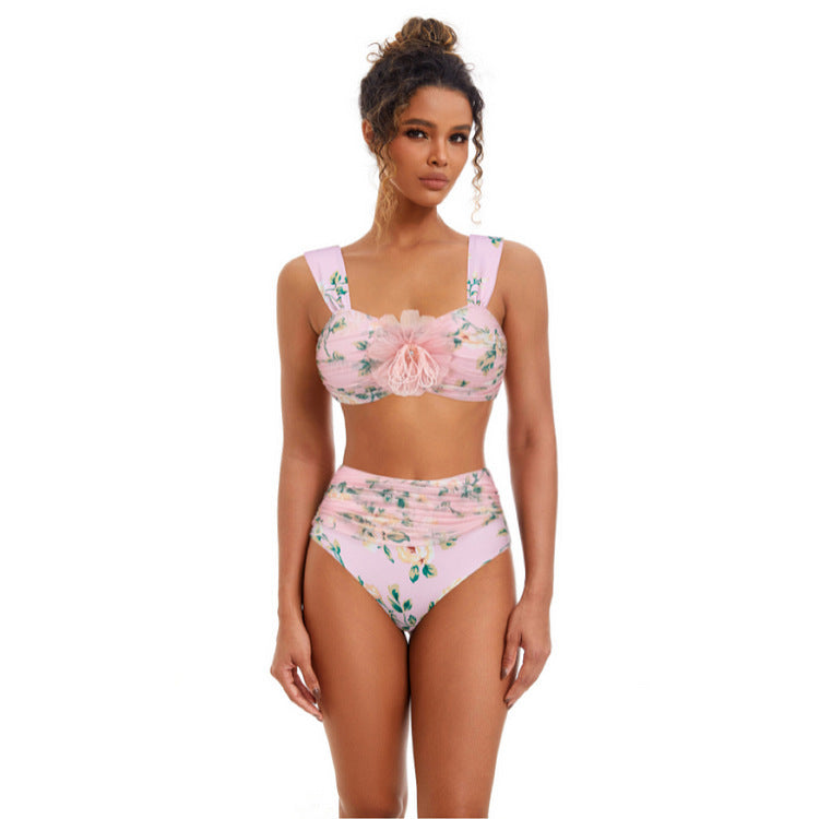 floral bikini with ruched detail and chiffon maxi skirt – GARDEN
