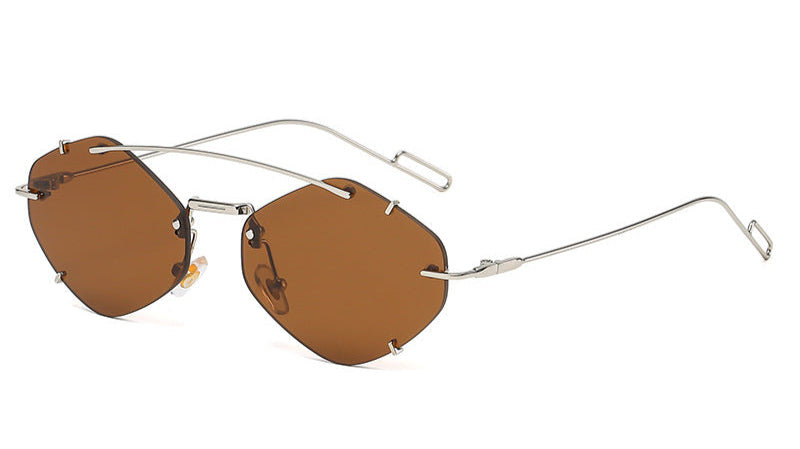 geometric rimless sunglasses with silver-tone frame - VEGA