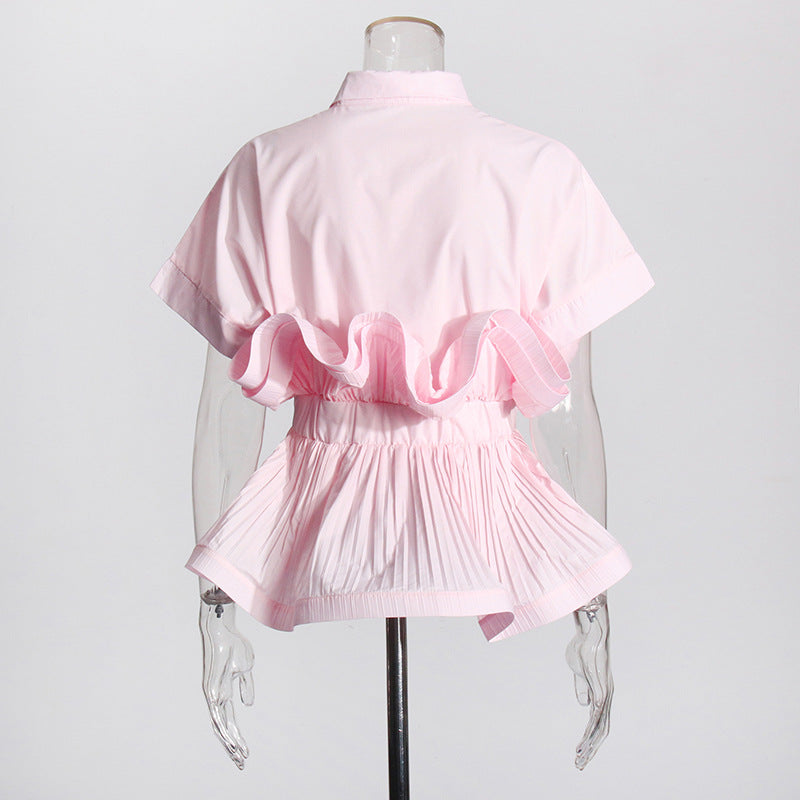layered ruffle peplum blouse with collar – ROSALIE