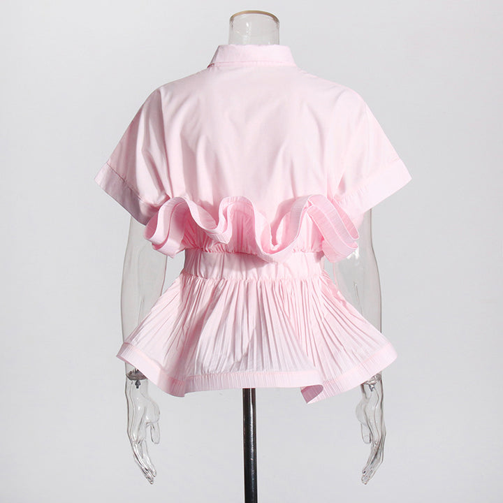layered ruffle peplum blouse with collar – ROSALIE