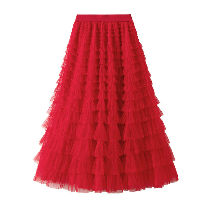 Multi-layered midi skirt with elastic waistband - Sidvu