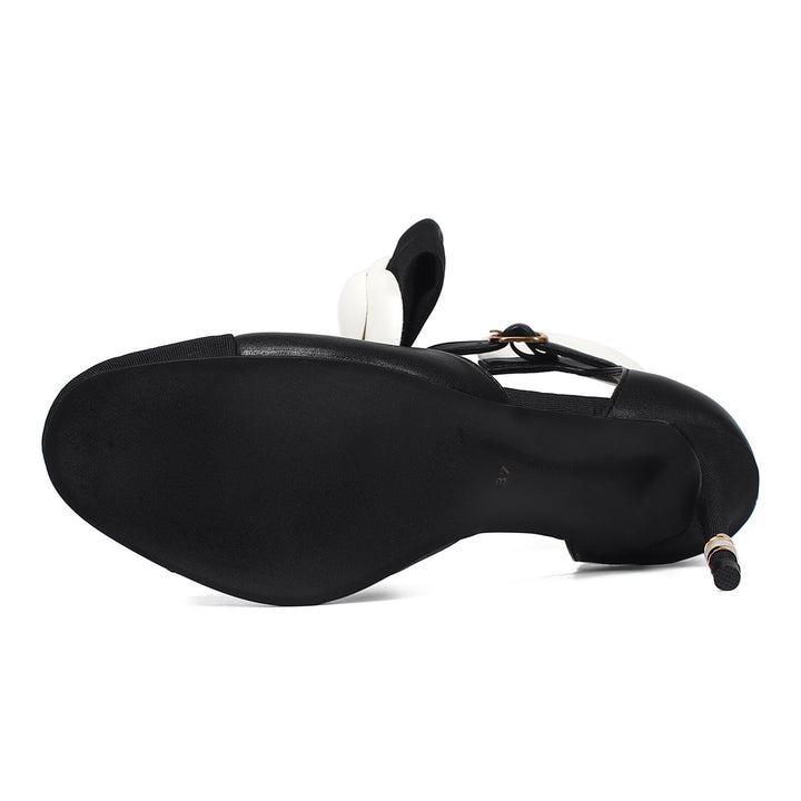 two-tone ankle heels with floral accent – CAMELLIA