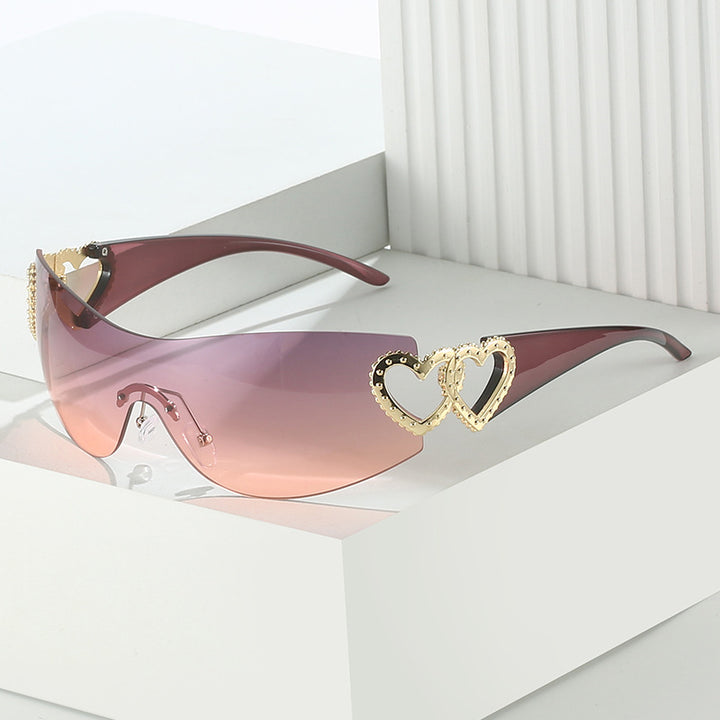 shield sunglasses with heart metal detail - VALENTINA