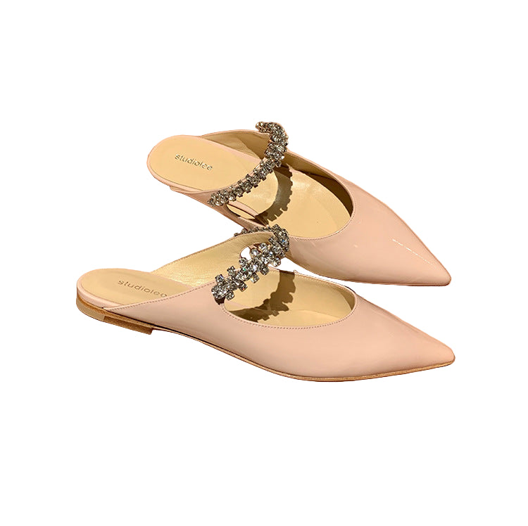 pointed toe flats with crystal strap - VERACI