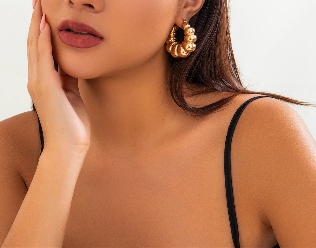 Chunky bubble-textured hoop earrings - Voxlu