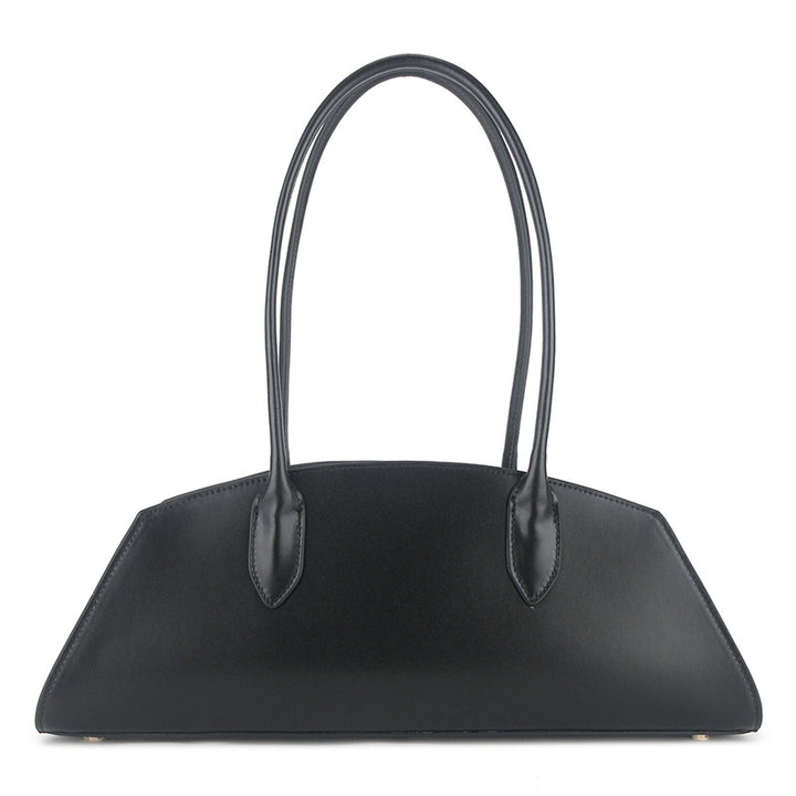 sleek half-moon leather tote with elongated handles – VELORA