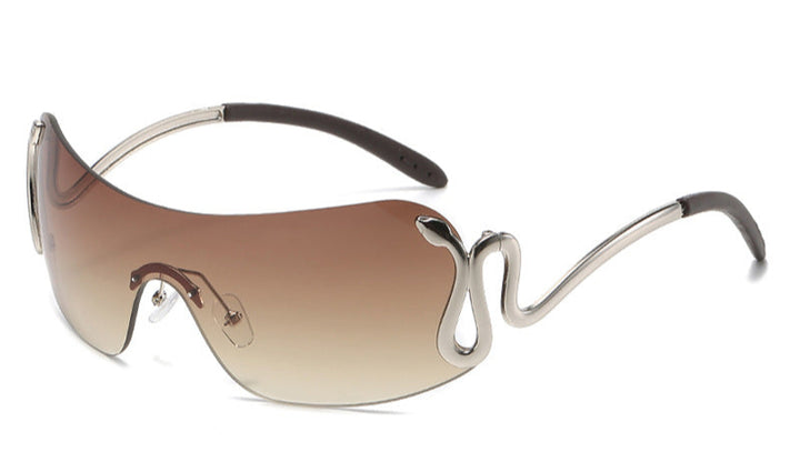 wraparound shield sunglasses with sculptural snake arms - SERPENZEX