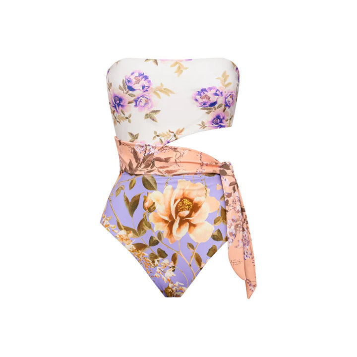 strapless floral one-piece swimsuit with wrap sarong – AZURA