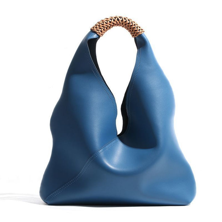 leather sculpted hobo bag with braided top handle – NYRA