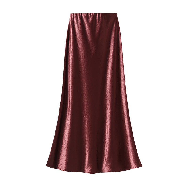 satin A-line midi skirt in icy blue – FROST