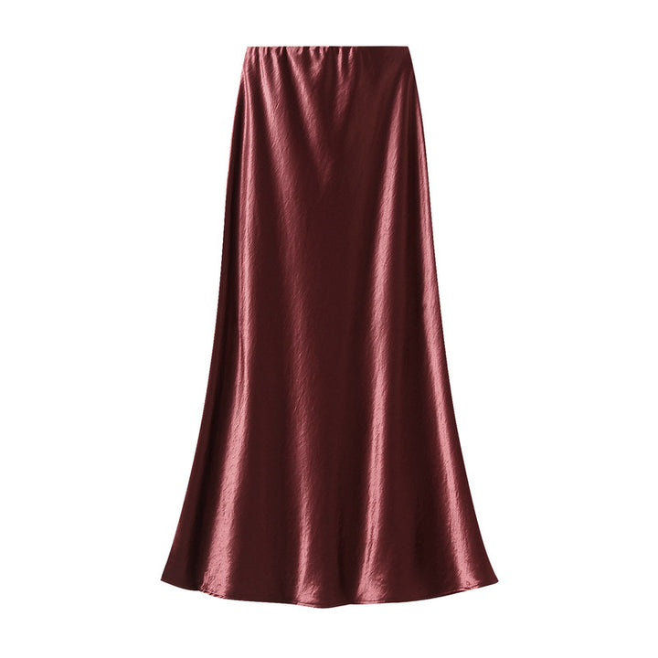 satin A-line midi skirt in icy blue – FROST
