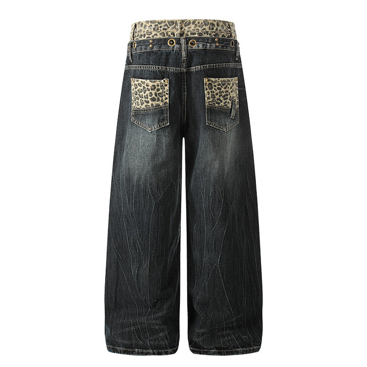 Vintage Washed Wide-Leg Denim Pants - Streetwear