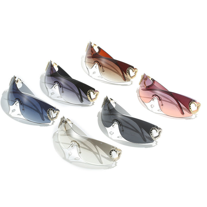 shield sunglasses with heart metal detail - VALENTINA