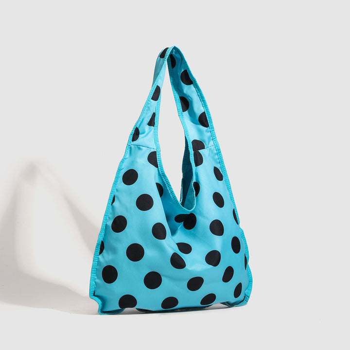 Blue Polka Dot Shoulder Tote Bag - Casual