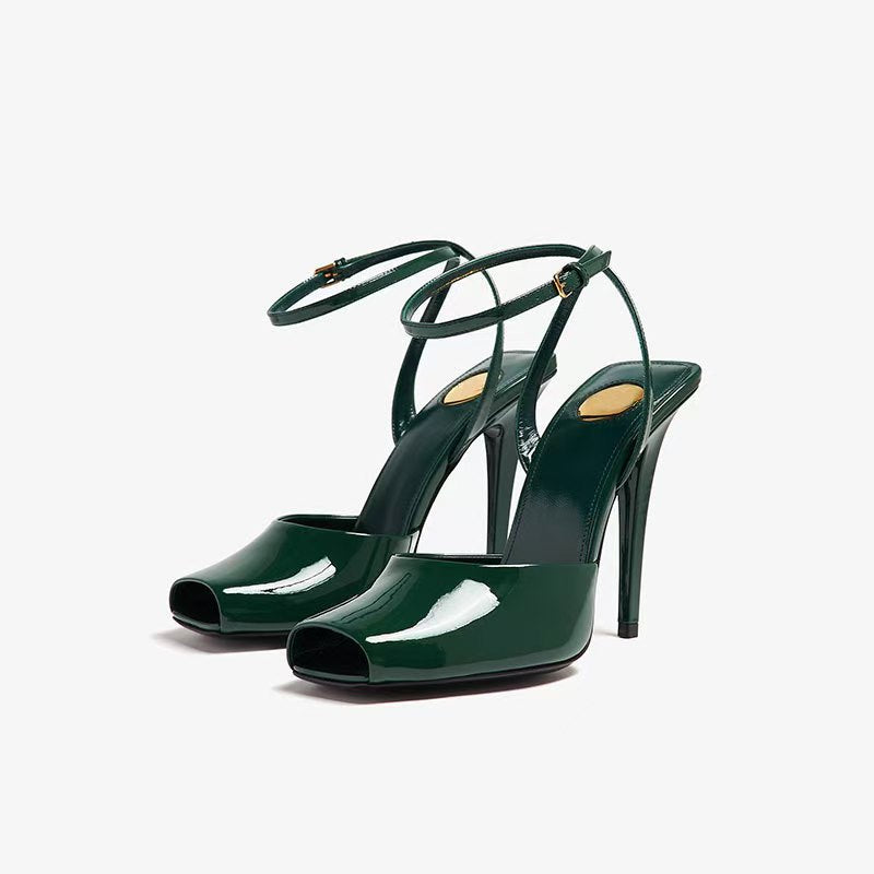 patent leather peep-toe heels with ankle strap – MARA