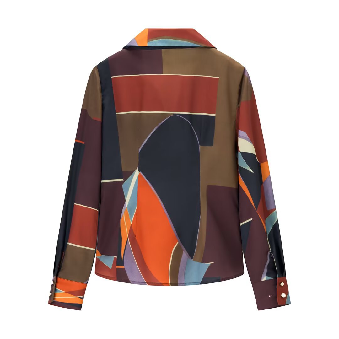 Autumn Mosaic Draped Blouse - Chic