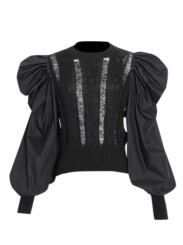 knit top with puff sleeves – OLIVIA