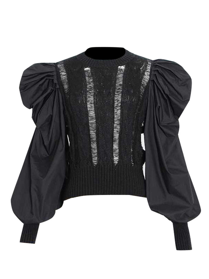 knit top with puff sleeves – OLIVIA