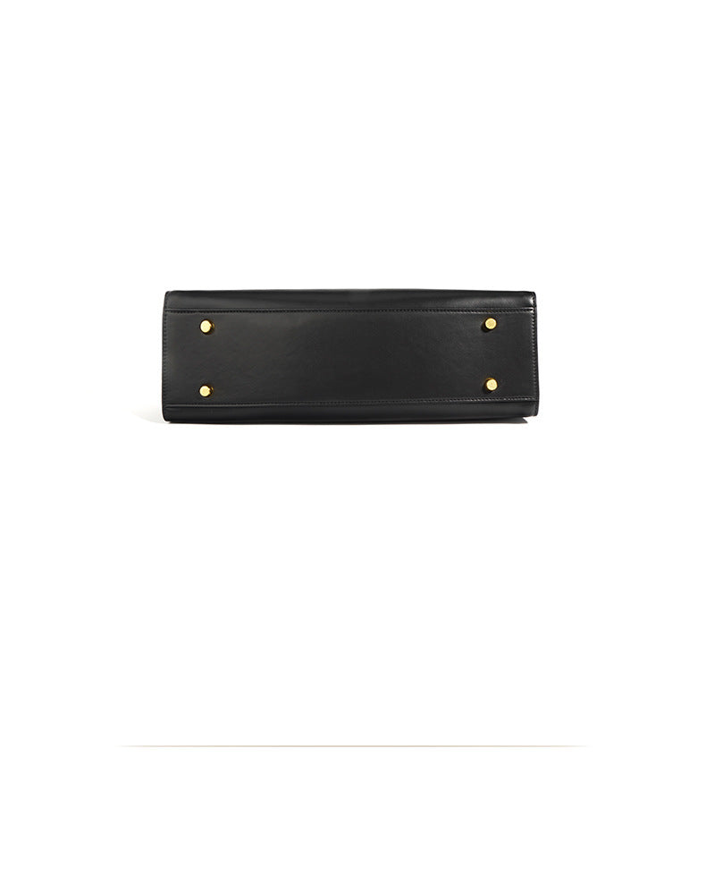 structured shoulder tote with gold-tone twist lock - AURA