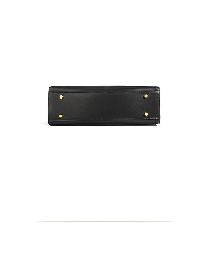 structured shoulder tote with gold-tone twist lock - AURA