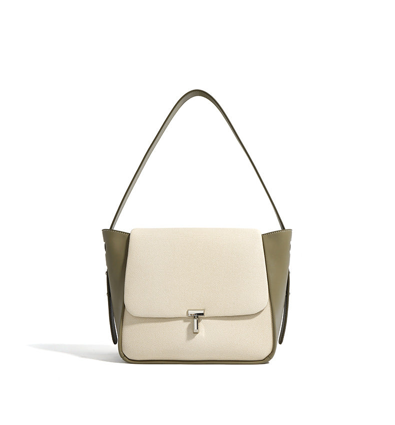 structured canvas bag with leather trim - TERRA