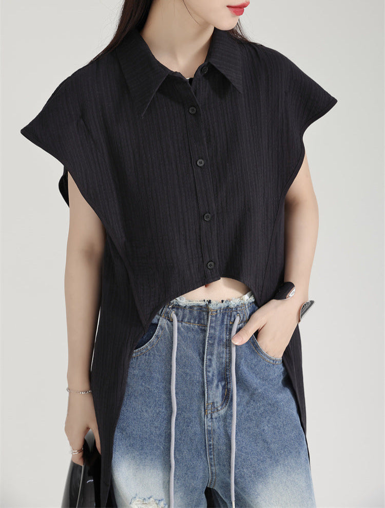Geplooide oversized blouse met geplooide halslijn - Nidzu 